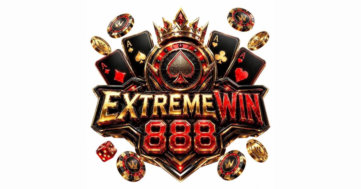 ExtremeWin888 Casino hero banner showing neon slot reels and jackpot lights